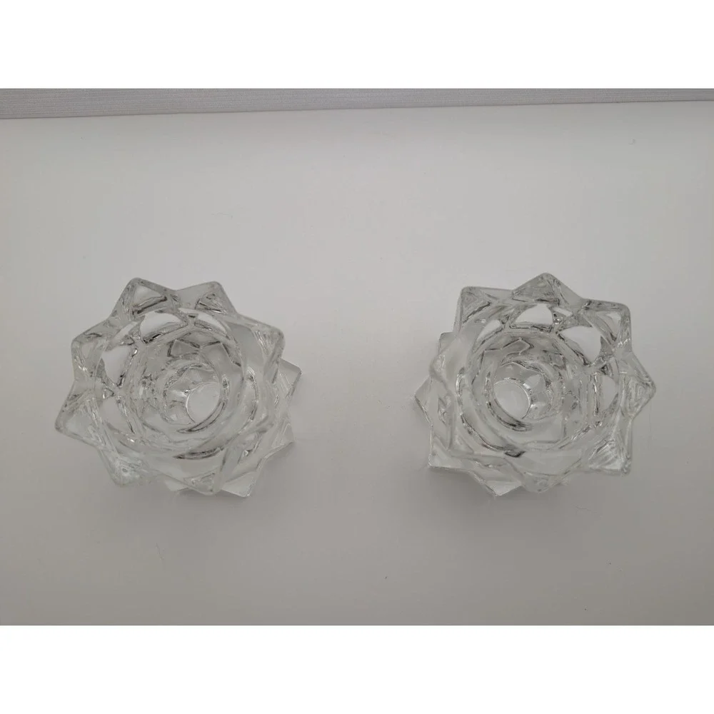 Mikasa Sparkling Star Crystal Votive & Taper Candle Holders Set of 2